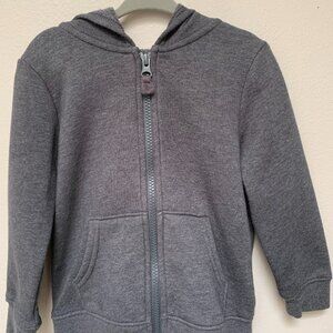 Cat and Jack Charcoal Gray Zip Long Sleeve Hooded Sweatshirt Cozy Fleece Size 3T